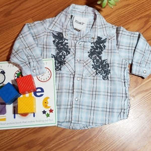 Roar boy snap up‎ dress shirt  12-18mo